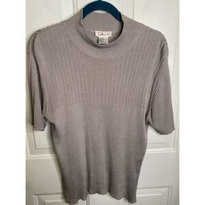 Talbots Women's 100% Silk Pull over top Gray Size Large
